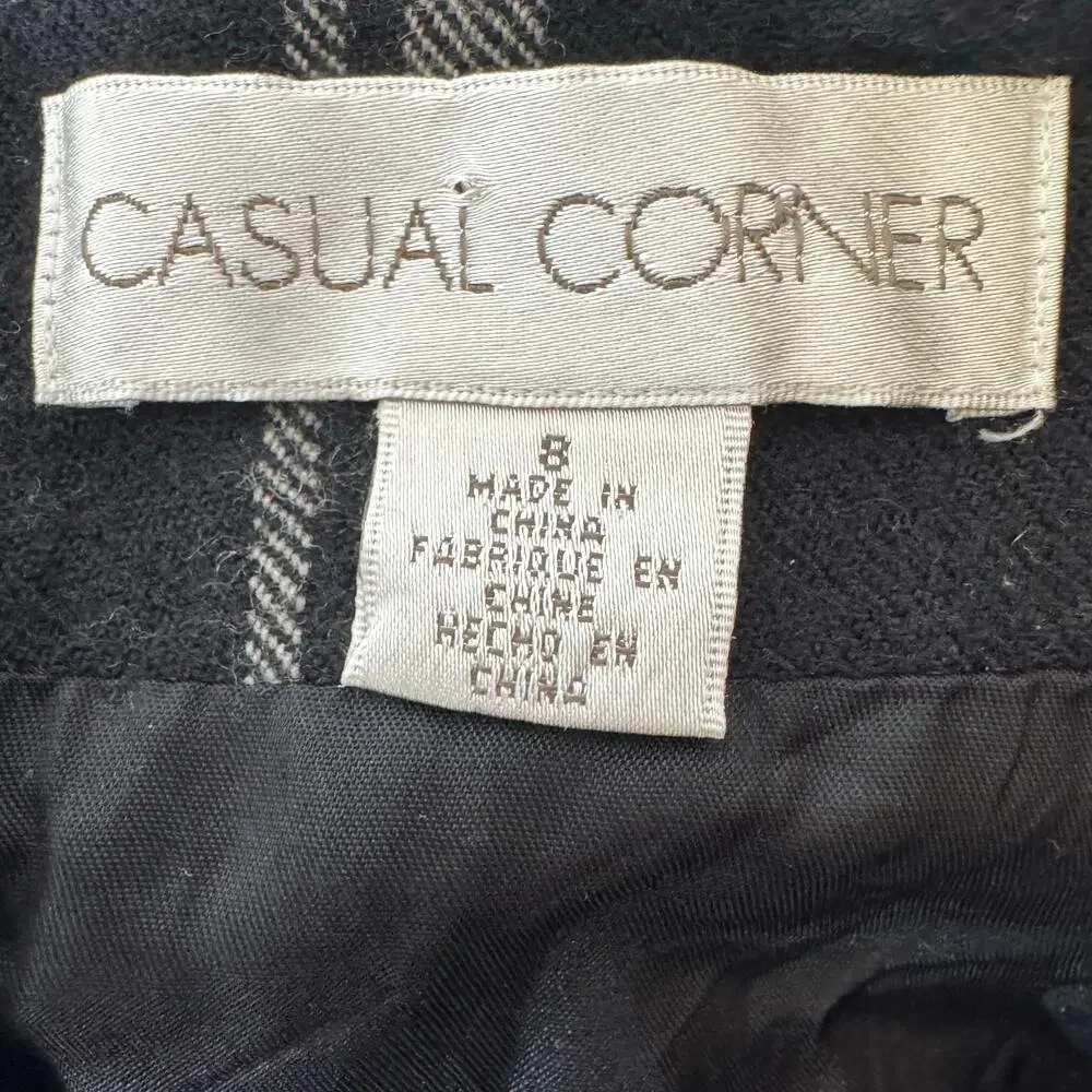 Casual Corner Skirt Women's Wool Maxi Plaid Black Dark Academia Preppy Pencil